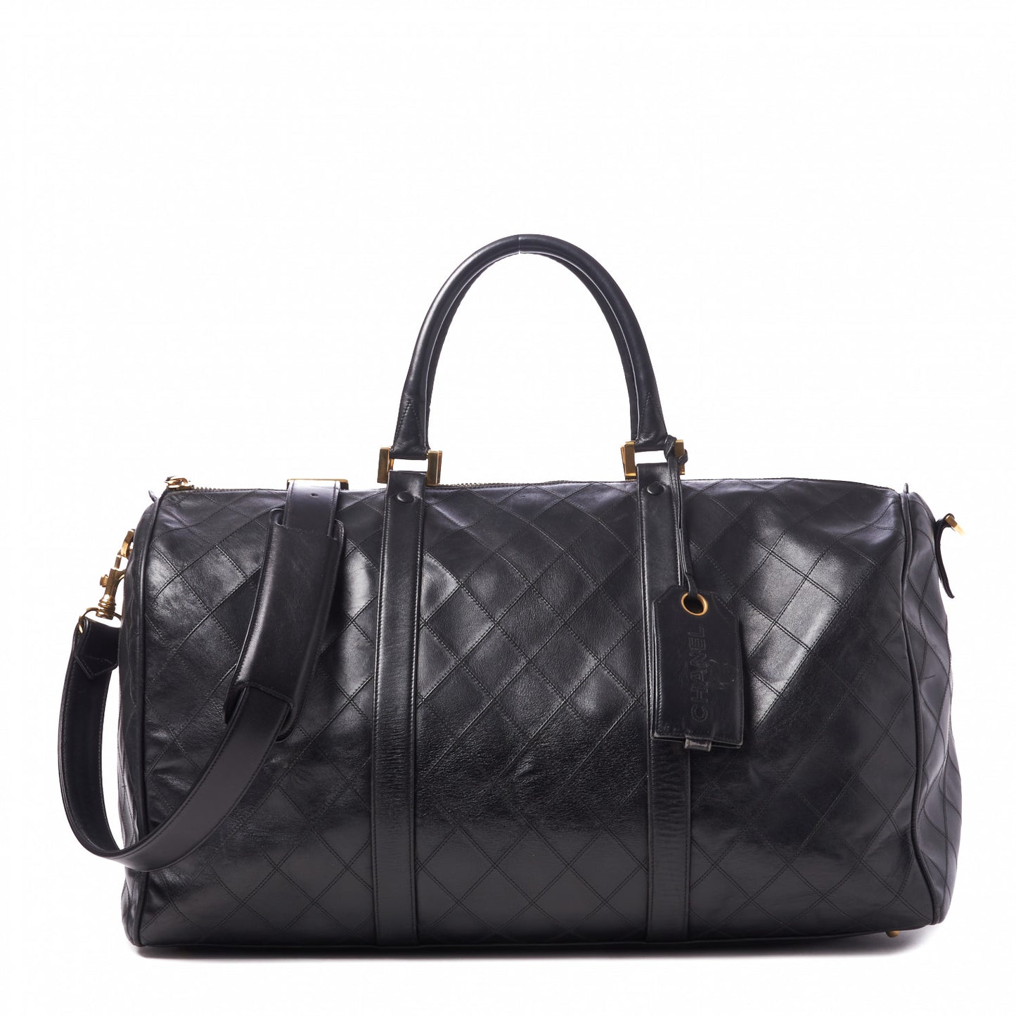 Calfskin Stitched Duffel Bag Black