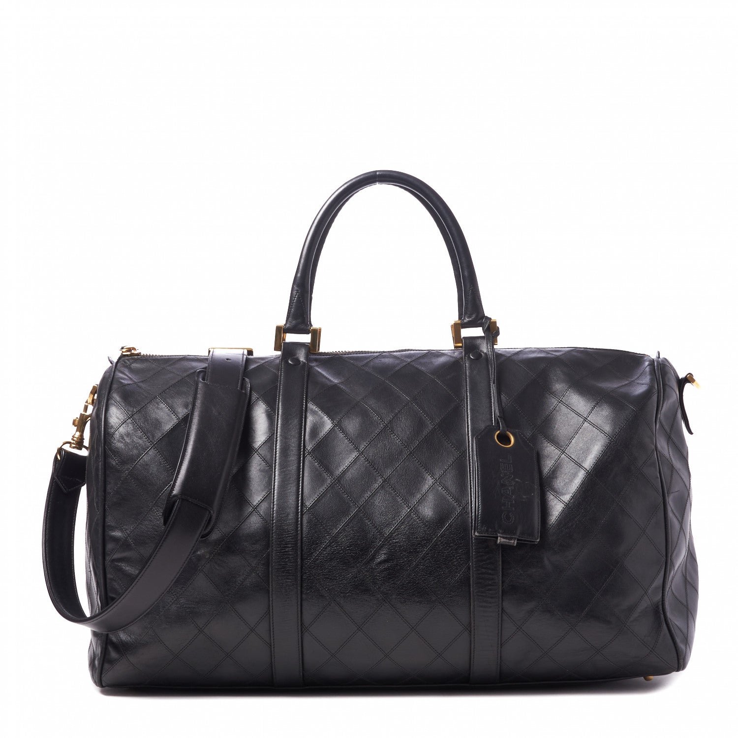 Chanel Calfskin Stitched Duffel Bag Black 1 of 10