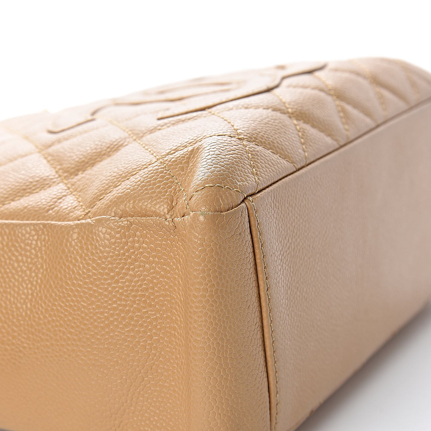 Caviar Quilted Petit Shopping Tote PST Beige