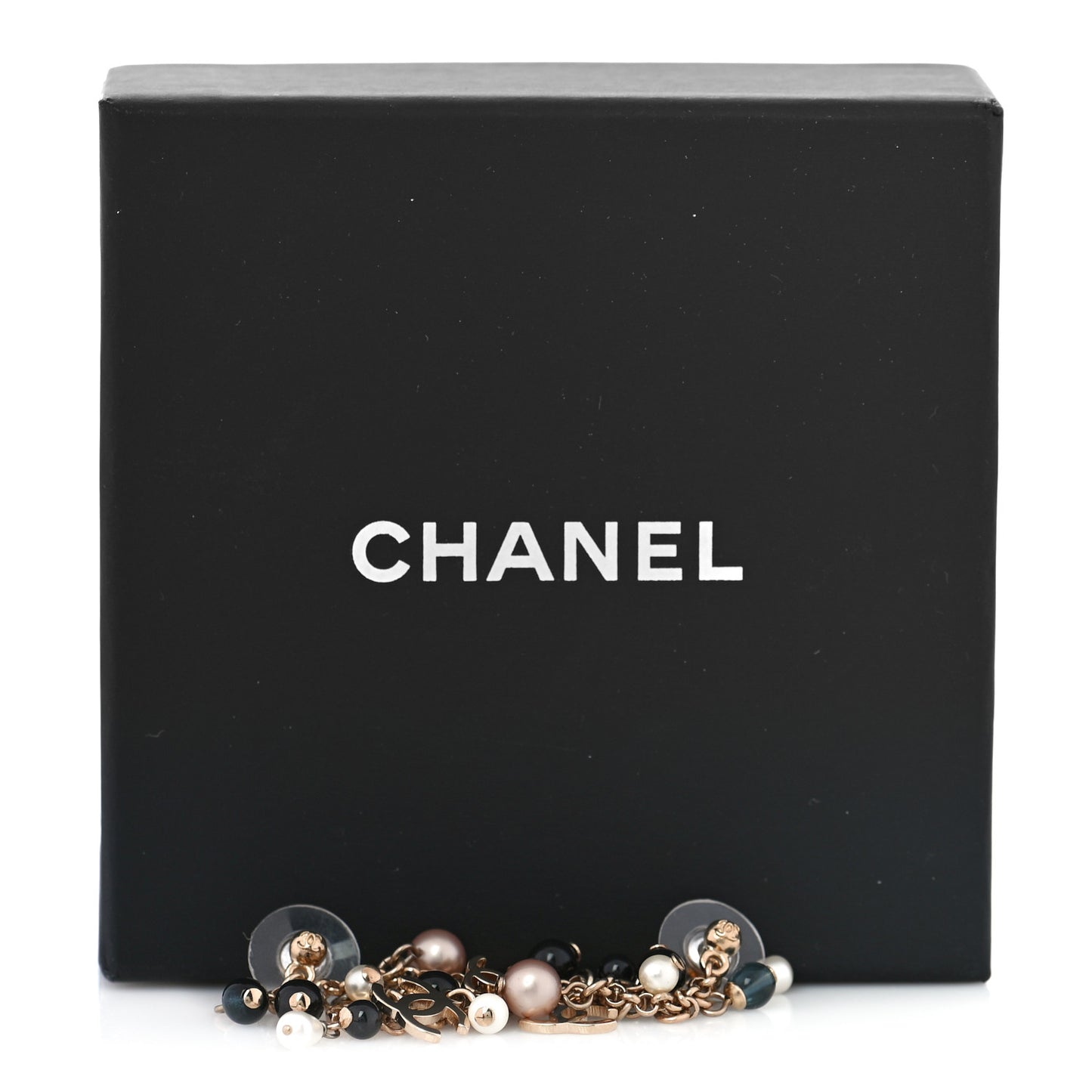 Pearl Chain CC Dangle Earrings