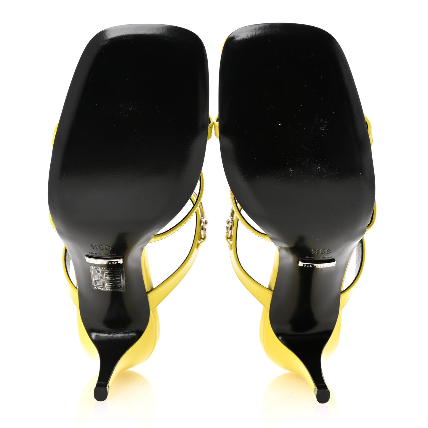 Patent Calfskin Horsebit Divine 75mm Slide Sandals 38.5 Acid Lime