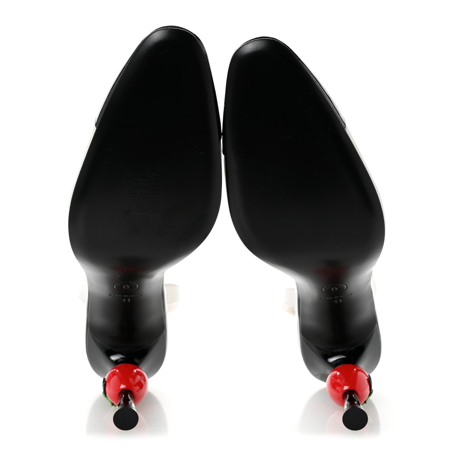 Lambskin Patent Cap Toe CC Apple Slingback Pumps 41 White Black