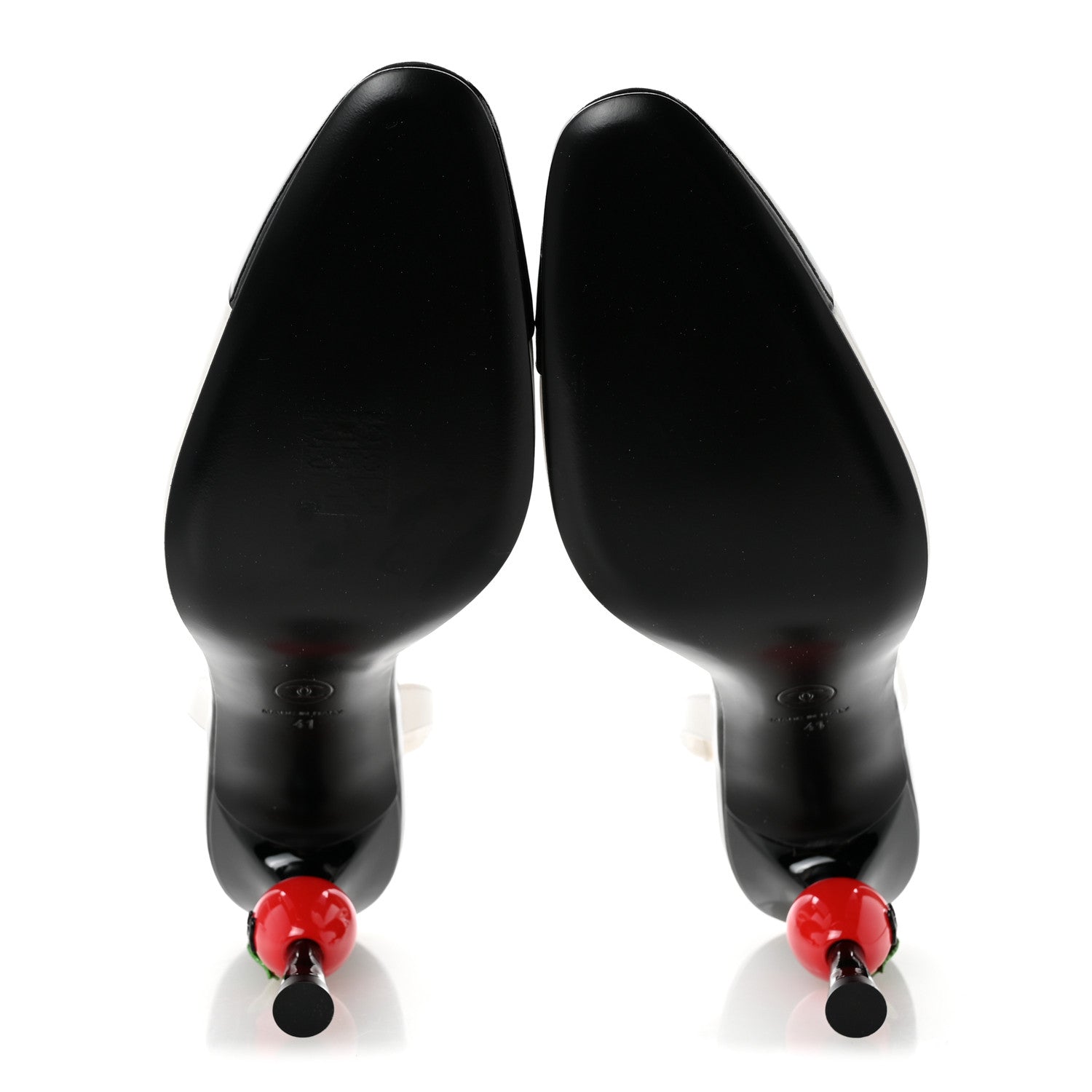 Chanel Lambskin Patent Cap Toe CC Apple Slingback Pumps 41 White Black 6 of 8