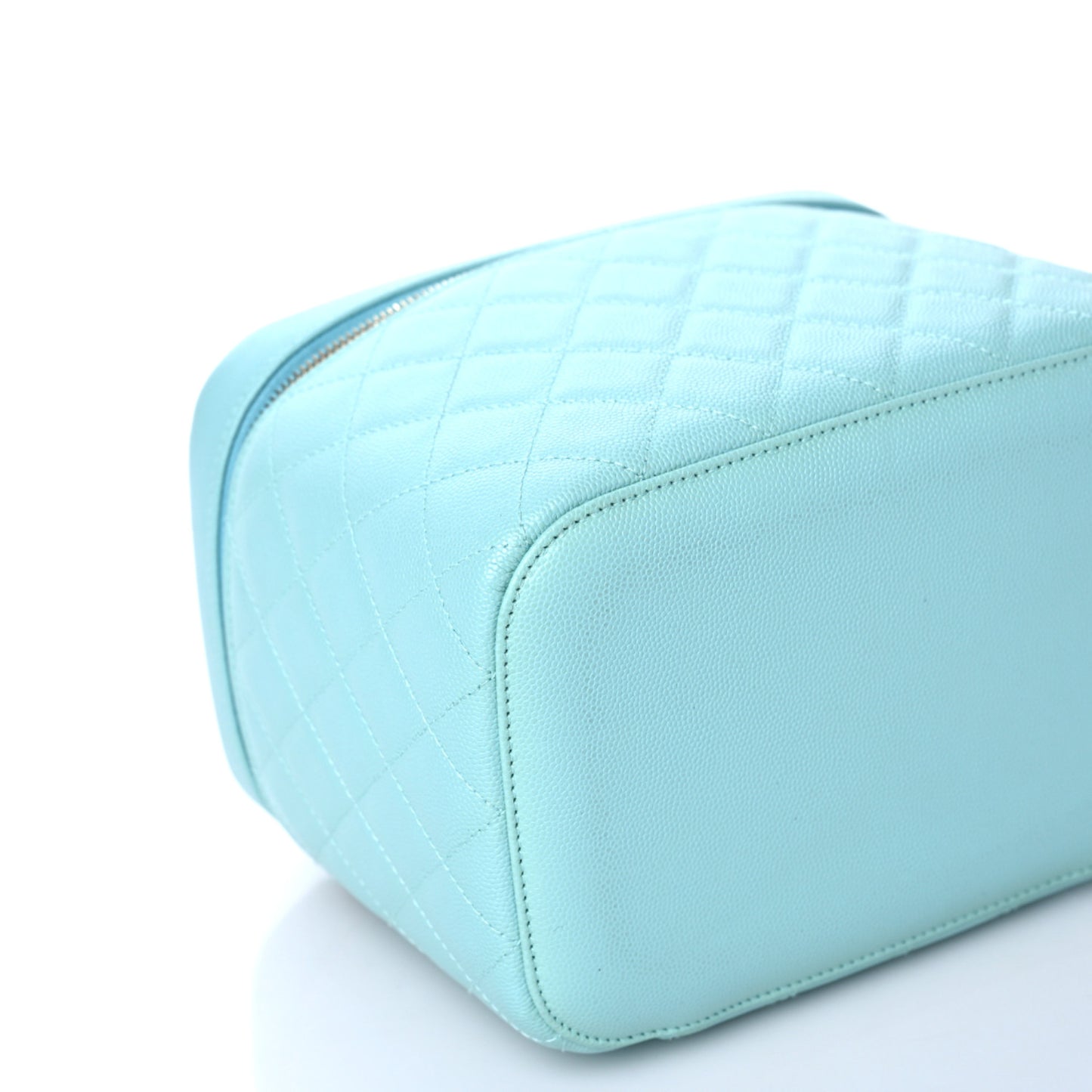 Caviar Quilted Large Vanity Pouch Light Blue