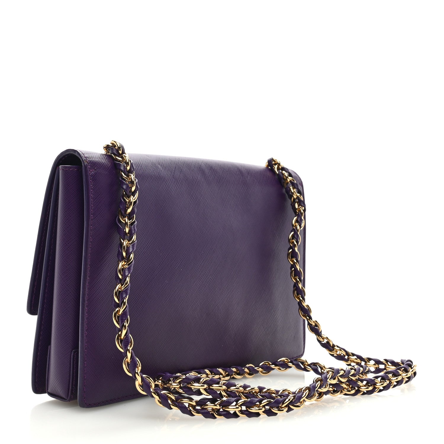 Salvatore Ferragamo Printed Calfskin Vara Bow Chain Flap Crossbody Purple 3 of 9