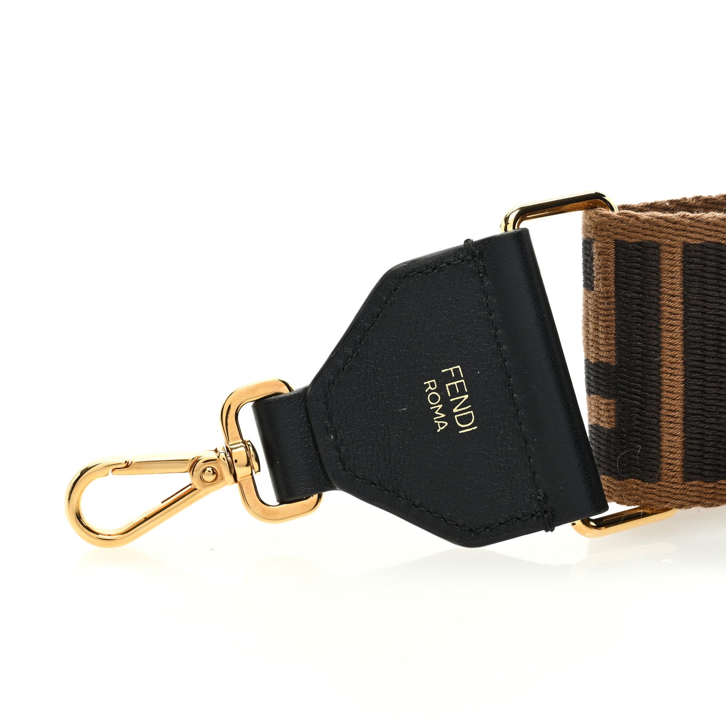 Jacquard Ribbon Vitello King FF Adjustable Strap You Fango Marrone Black