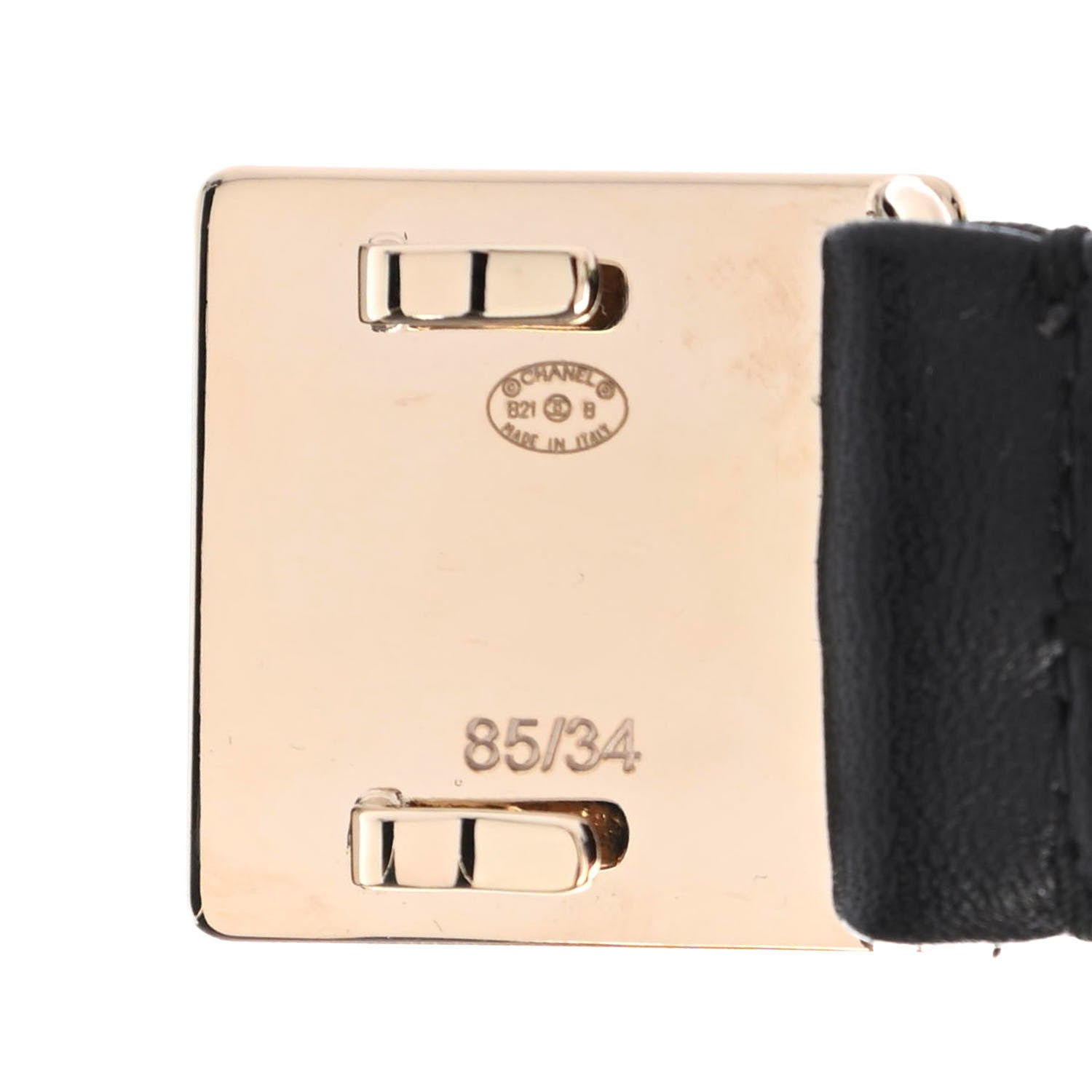 Chanel Lambskin Ruched Enamel CC Belt 85 34 Black White 3 of 3