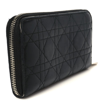 Christian Dior Lambskin Cannage Lady Dior Zip Wallet Black 3 of 10
