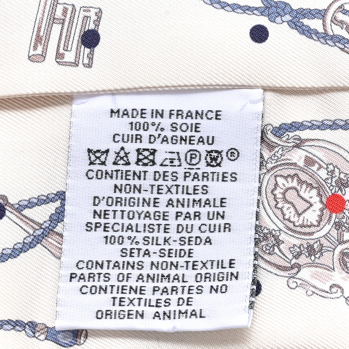 Silk Calfskin Les Cles A Pois Fringed Twilly Creme Gris Perle Multicolor