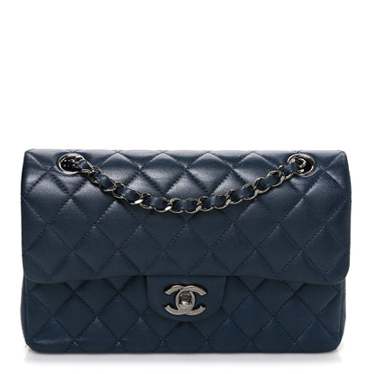 Chanel Iridescent Lambskin Quilted Small Double Flap Dark Blue 1 of 11