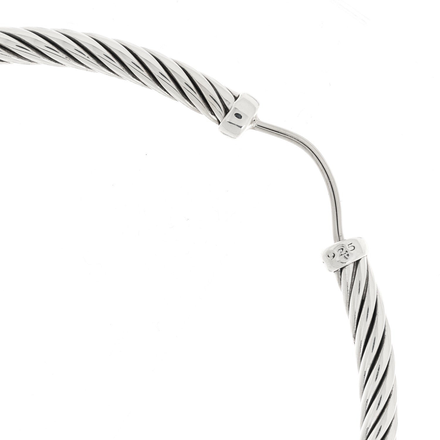 David Yurman Sterling Silver Large Sculpted Cable Hoop Earrings 5 of 7