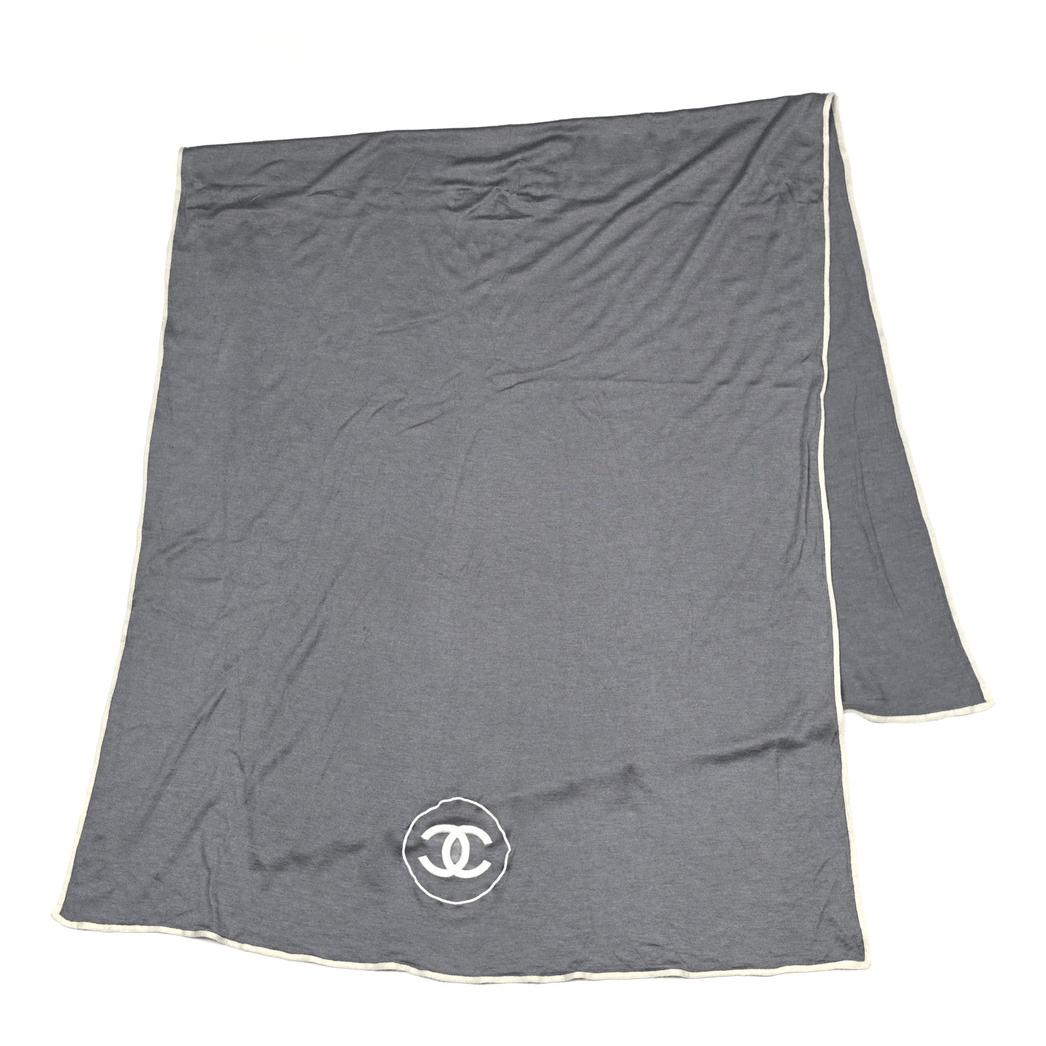 Chanel Cashmere Silk CC Scarf Grey 2 of 4