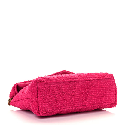 Saint Laurent Boucle Tweed Quilted Toy Loulou Puffer Monogram Chain Satchel Magenta 8 of 31