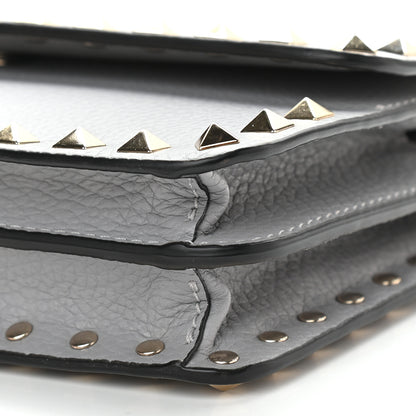 Valentino Garavani Pebbled Calfskin Rockstud Flap Wallet on Chain Pastel Grey 7 of 7