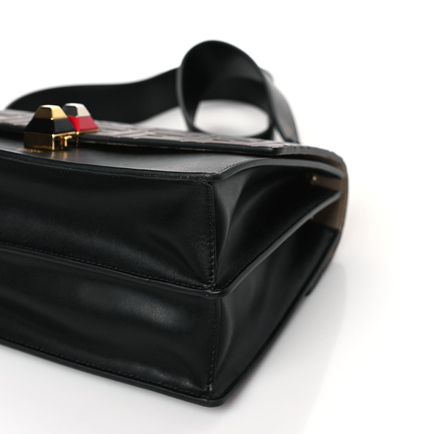 Vitello Liberty Bi-Color FF 1974 Embossed Kan I Shoulder Bag Black Maya