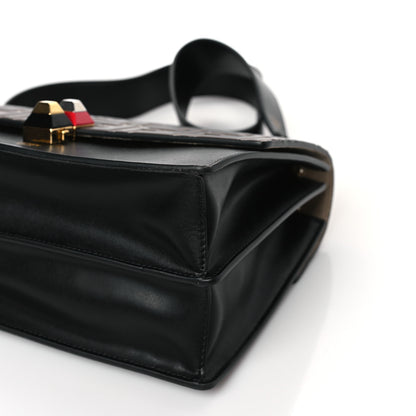 Fendi Vitello Liberty Bi-Color FF 1974 Embossed Kan I Shoulder Bag Black Maya 9 of 9