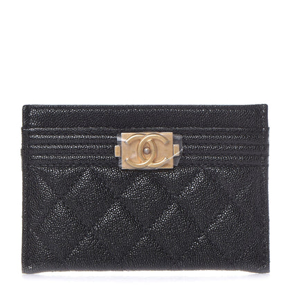 Chanel Caviar Quilted Boy Card Holder Black 1 of 8