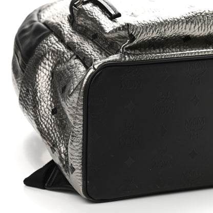 MCM Metallic Visetos Medium Stark Backpack Silver Black 7 of 9