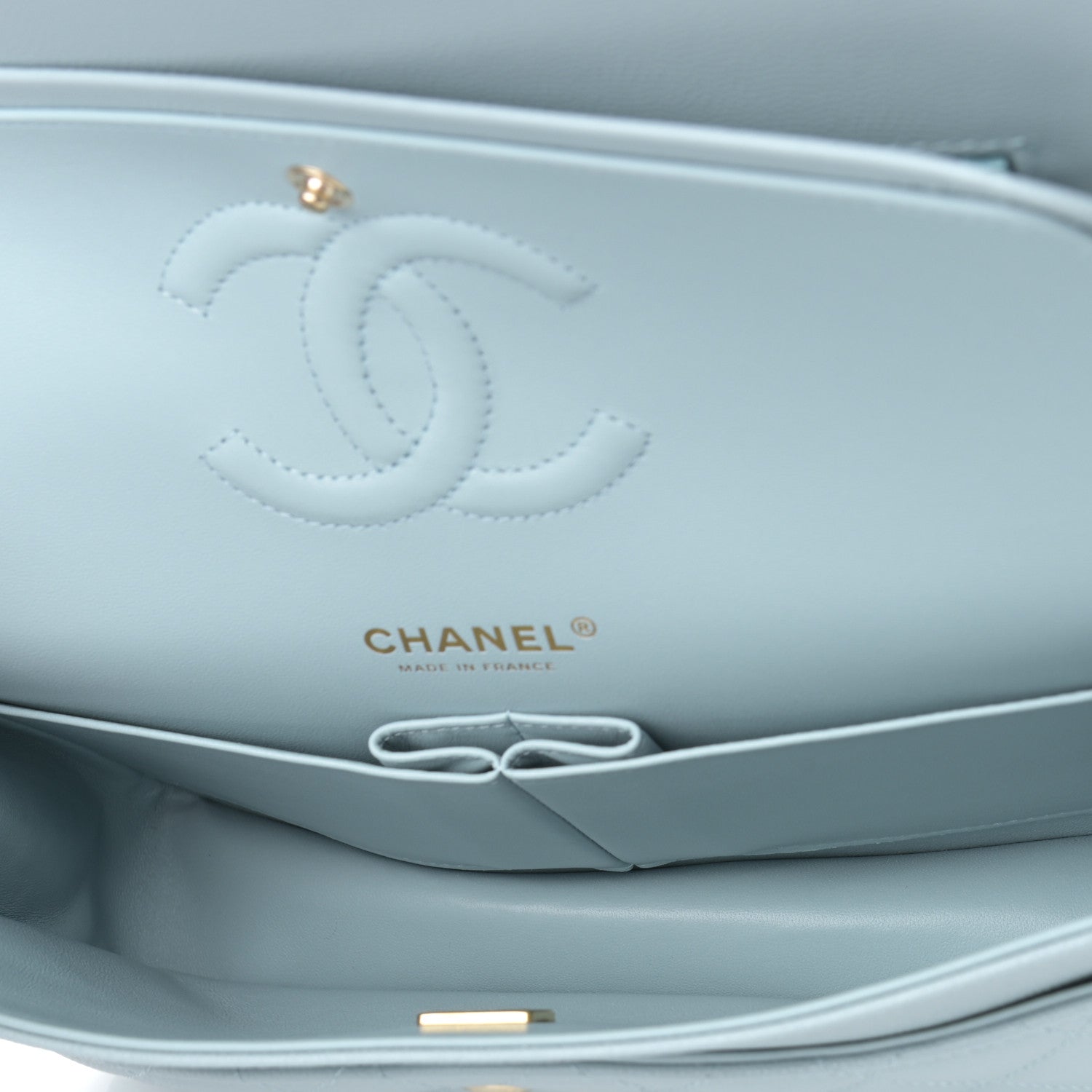 Chanel Caviar Quilted Medium Double Flap Light Blue 4 of 10