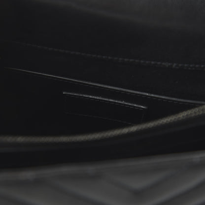 Saint Laurent Sheepskin Matelasse Chevron Monogram Large College Satchel Black 8 of 9