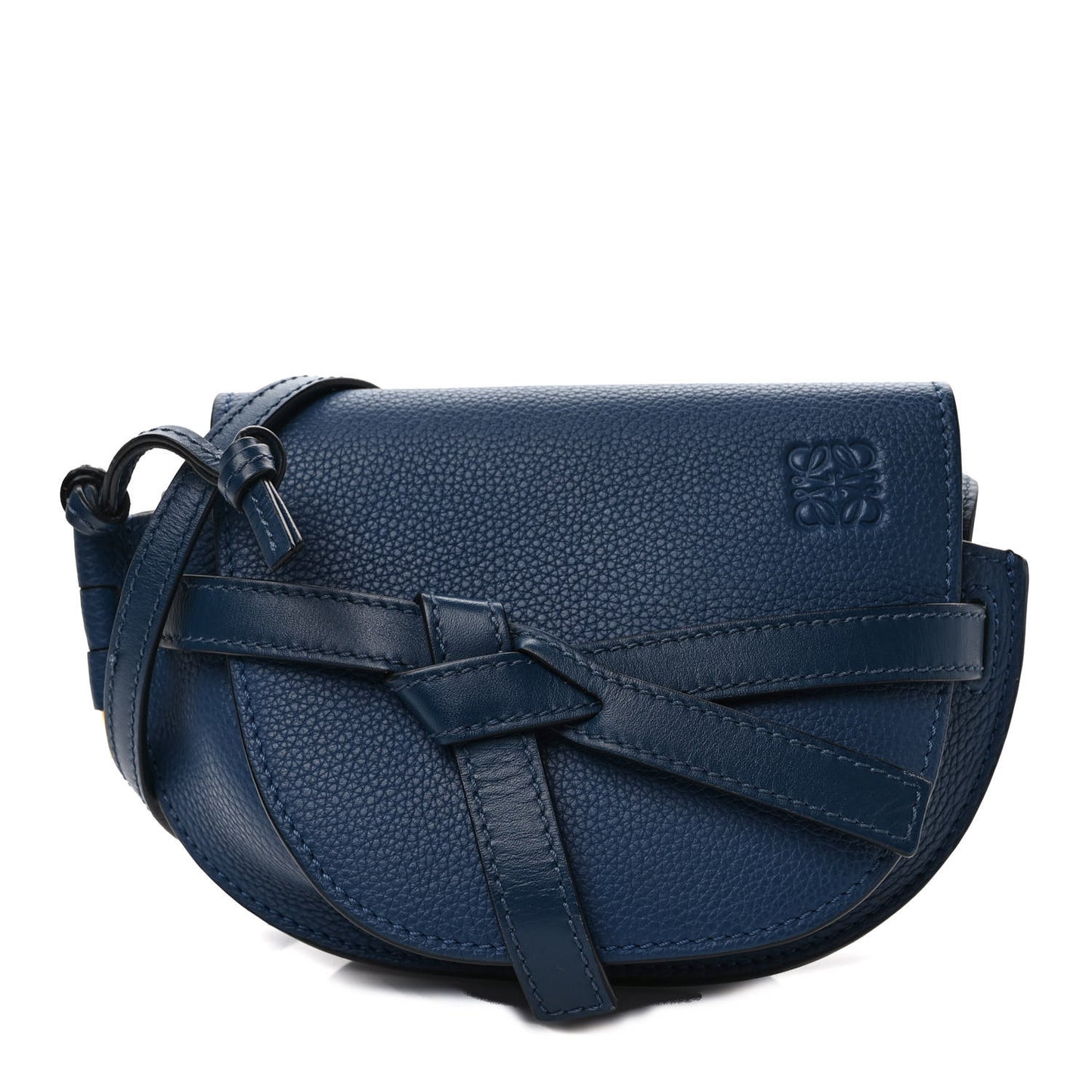 Grained Calfskin Mini Gate Crossbody Bag Steel Blue