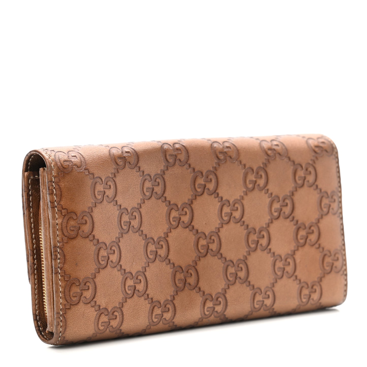 Metallic Guccissima Lovely Heart Continental Wallet Bronze