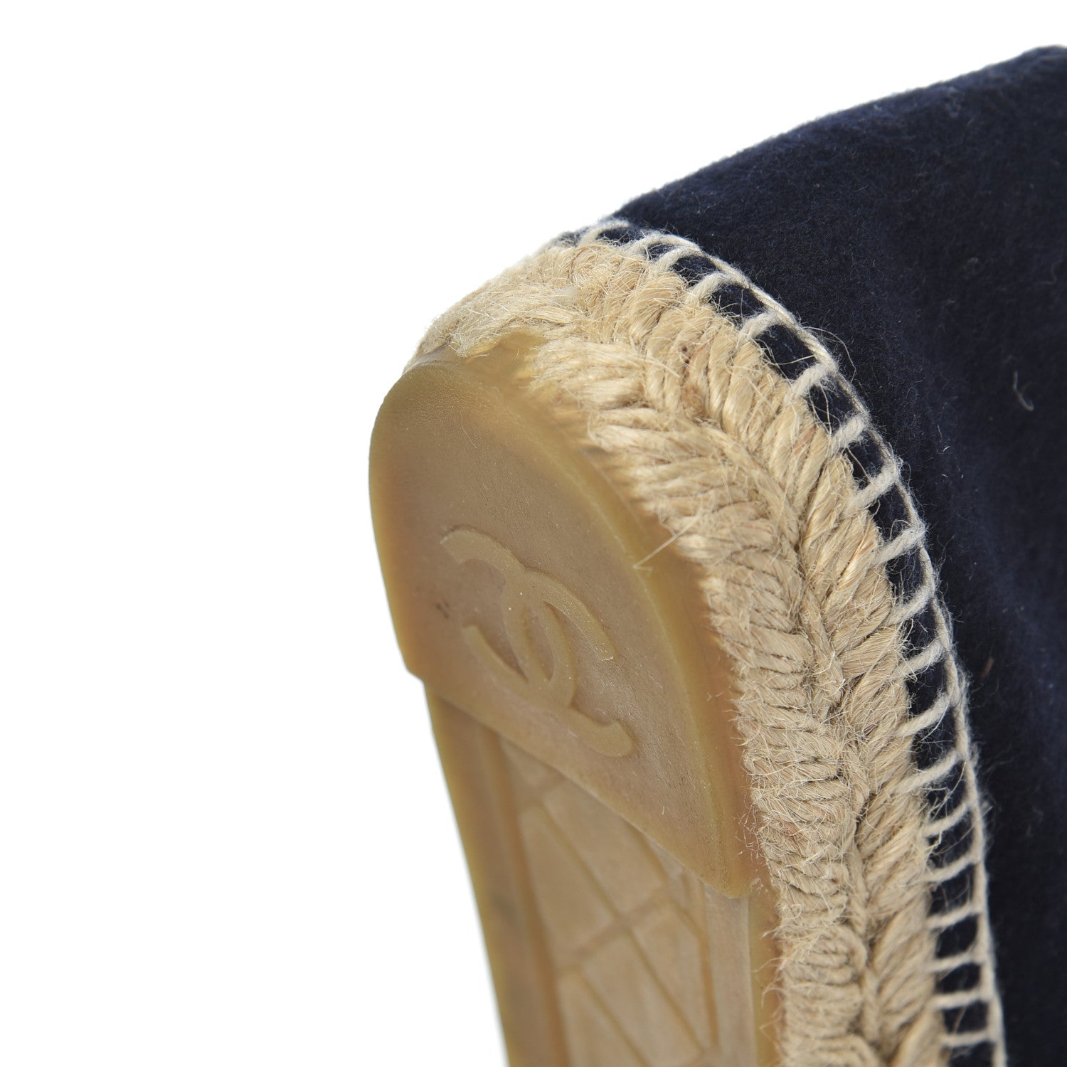 Chanel Velvet Tweed CC Espadrilles 38 Navy Grey 17 of 22