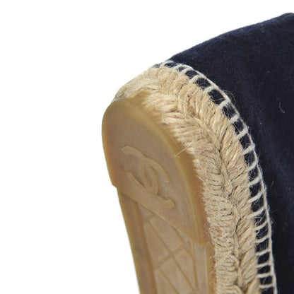 Chanel Velvet Tweed CC Espadrilles 38 Navy Grey 17 of 22