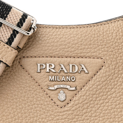 Prada Vitello Daino Soft Hobo Messenger Bag Sabbia 7 of 9