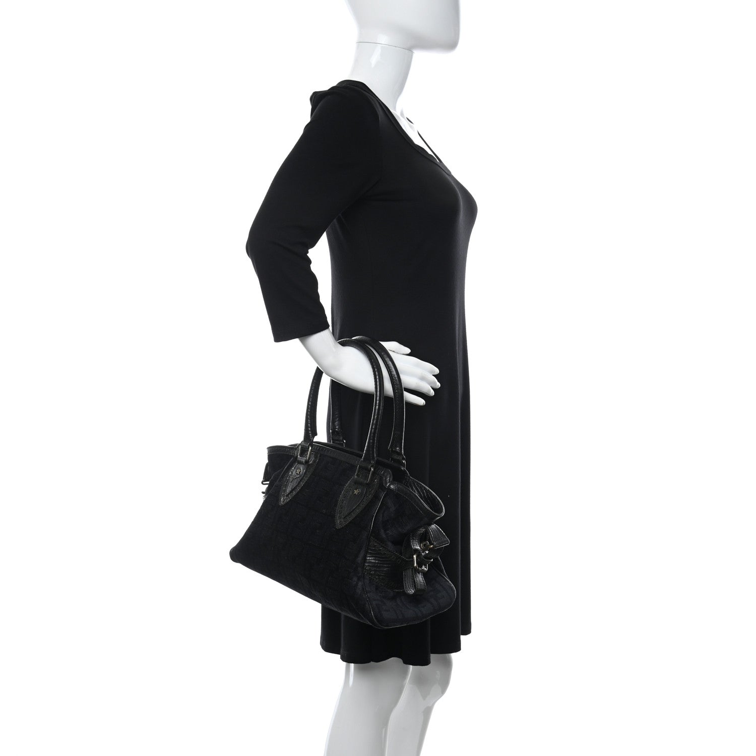 Fendi Velvet Zucca Small Bag De Jour Black 2 of 11