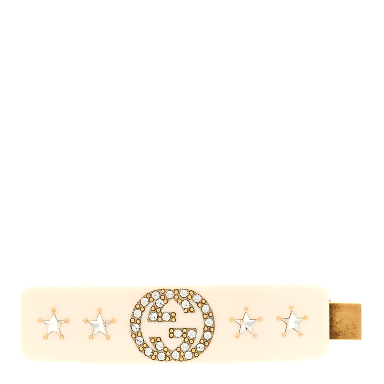 Gucci Resin Crystal Single Hair Barrette White 1 of 3