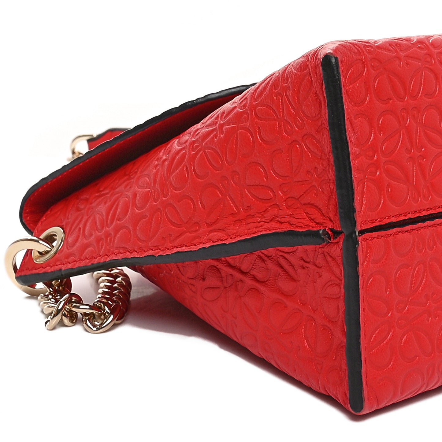 Goatskin Embossed Avenue Shoulder Bag Red