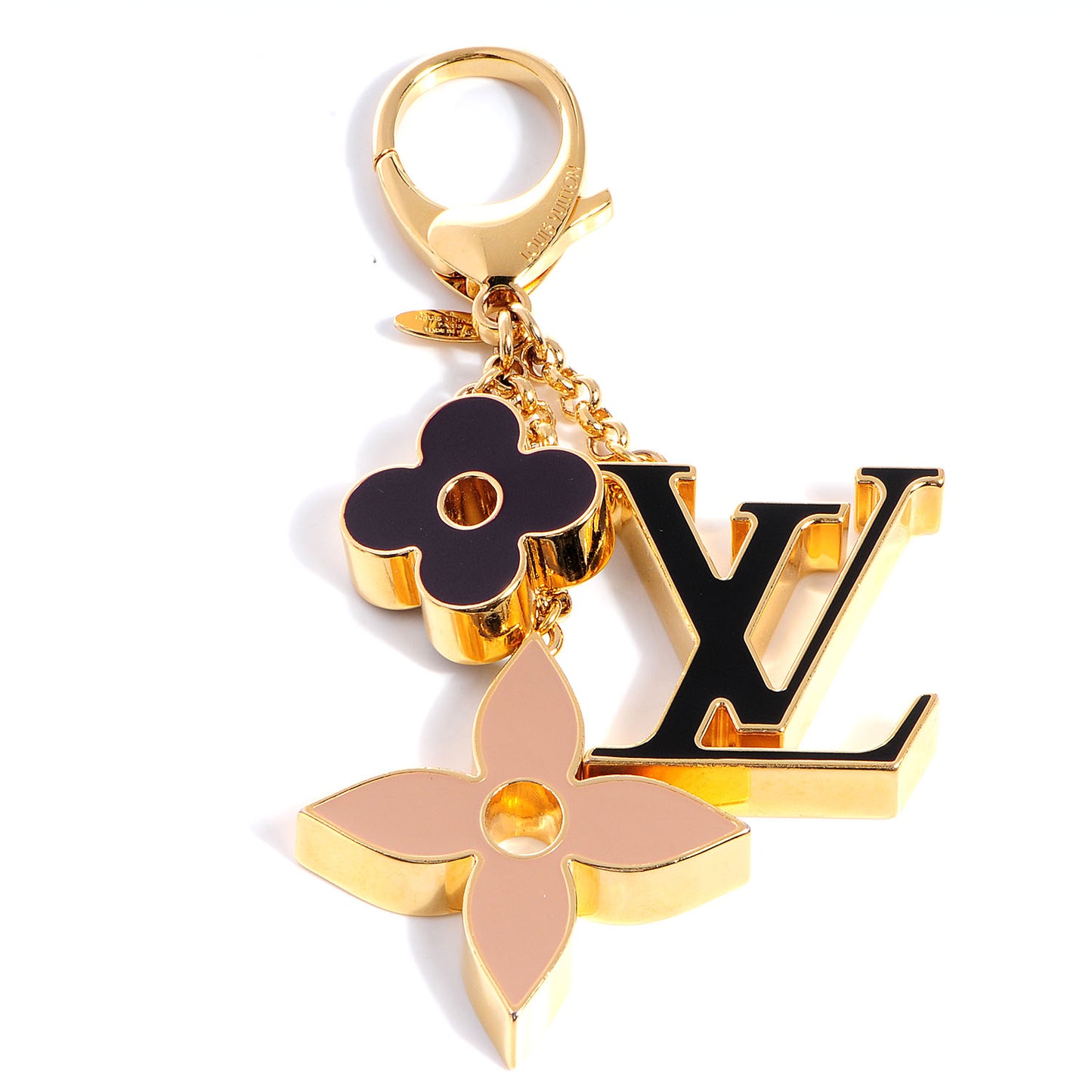 Fleur De Monogram Bag Charm Dore