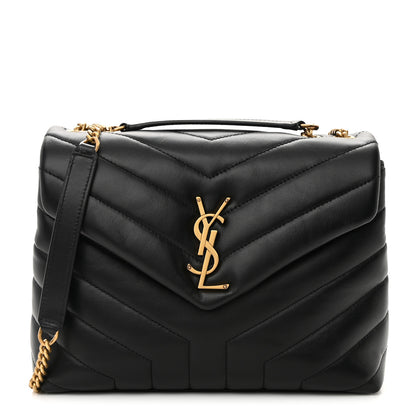 Saint Laurent Calfskin Y Quilted Monogram Small Loulou Chain Satchel Black 1 of 13