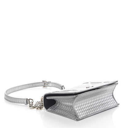 Christian Dior Metallic Patent Micro-Cannage Small Diorama Flap Bag Silver 4 of 9