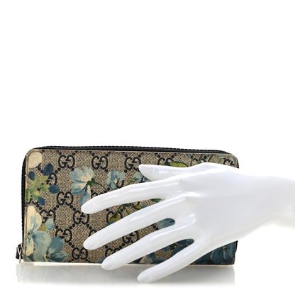 Gucci GG Supreme Monogram Blooms Zip Around Wallet Blue 2 of 11