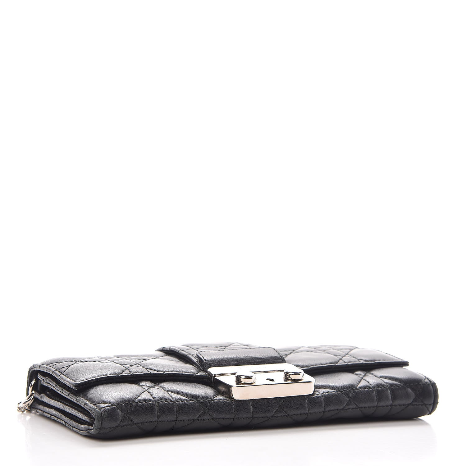 Christian Dior Lambskin Cannage New Lock Wallet Black 4 of 15