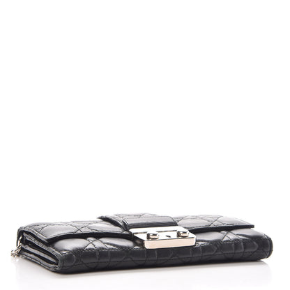 Christian Dior Lambskin Cannage New Lock Wallet Black 4 of 15