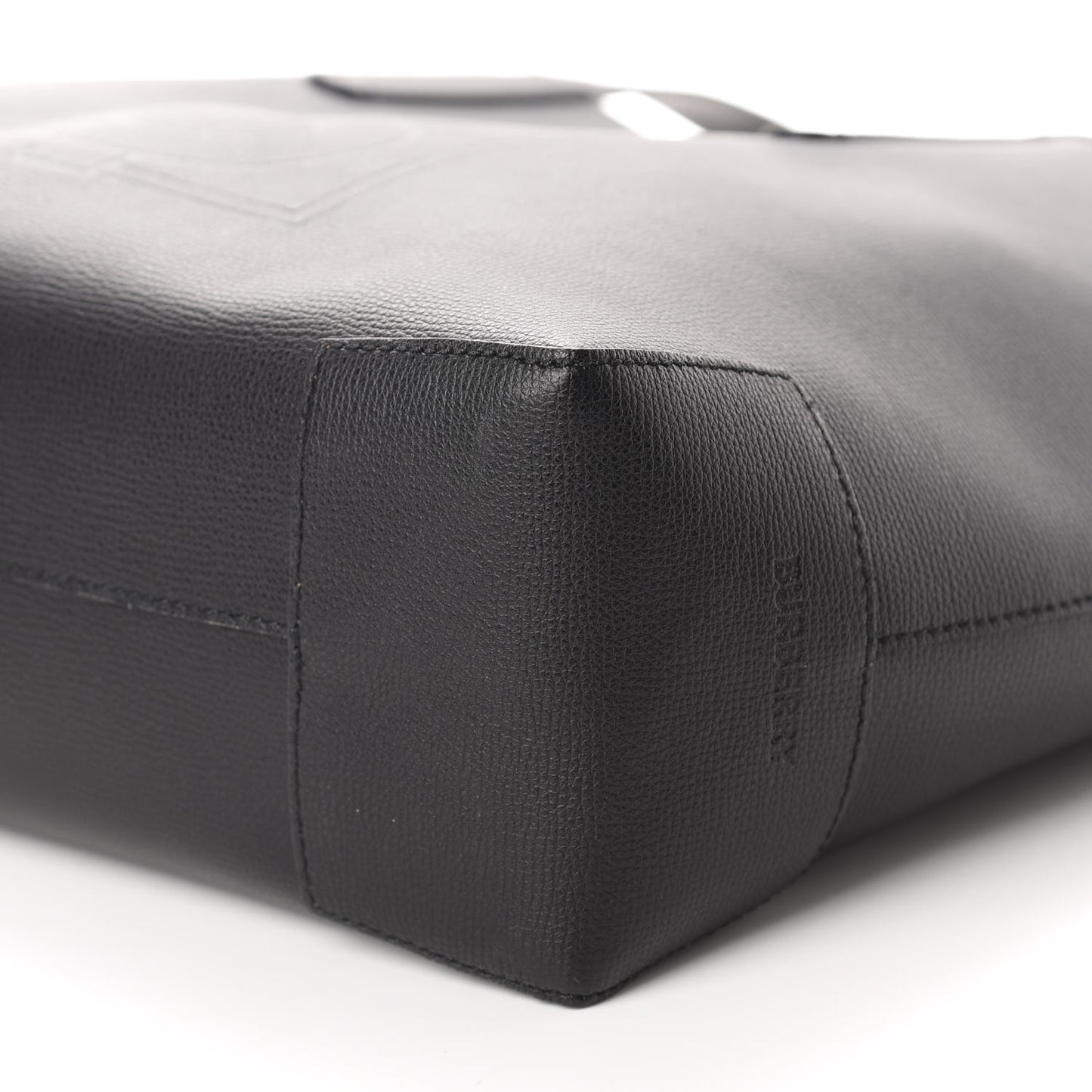 Calfskin TB Motif Embossed Medium Tote Black