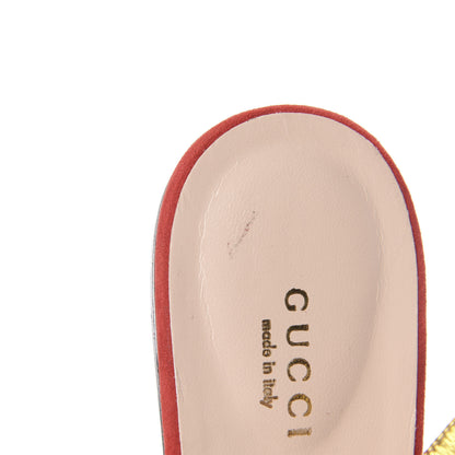 Gucci Calfskin Suede Moody Bee Thong Sandal 41 Gold Red 10 of 11