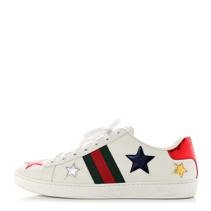 Gucci Calfskin Ayers Web Star Embroidered Womens Ace Sneakers 39.5 White Multi 1 of 9