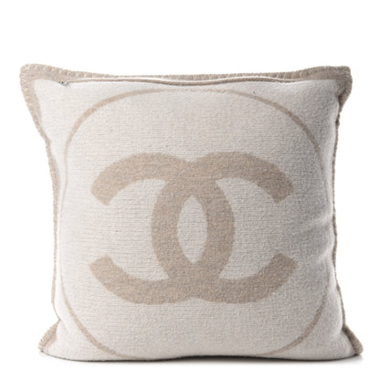 Chanel Merino Wool Cashmere CC Pillow Beige Off White 2 of 5