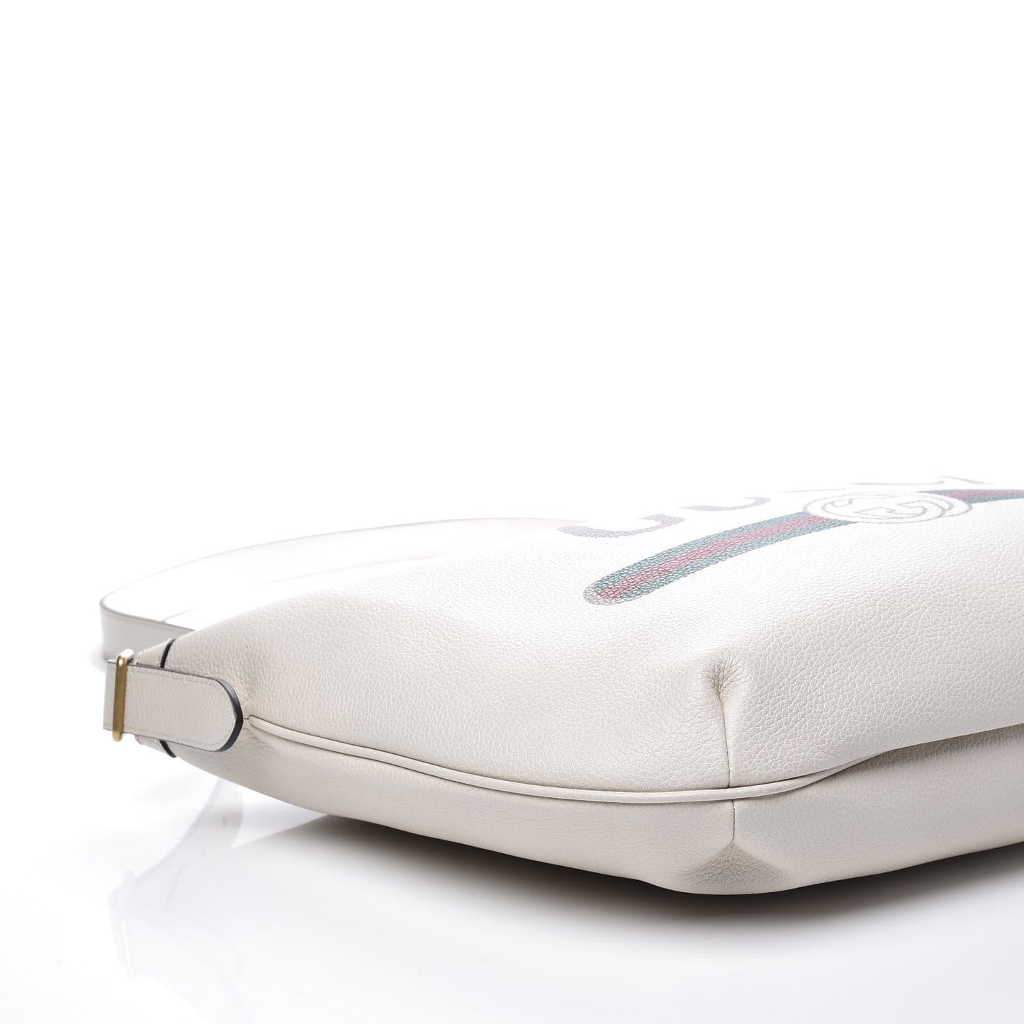 Grained Calfskin Logo Half Moon Hobo White