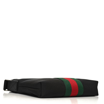 Gucci Techno Canvas Selleria Calfskin Web Small Flat Messenger Bag Black 4 of 10