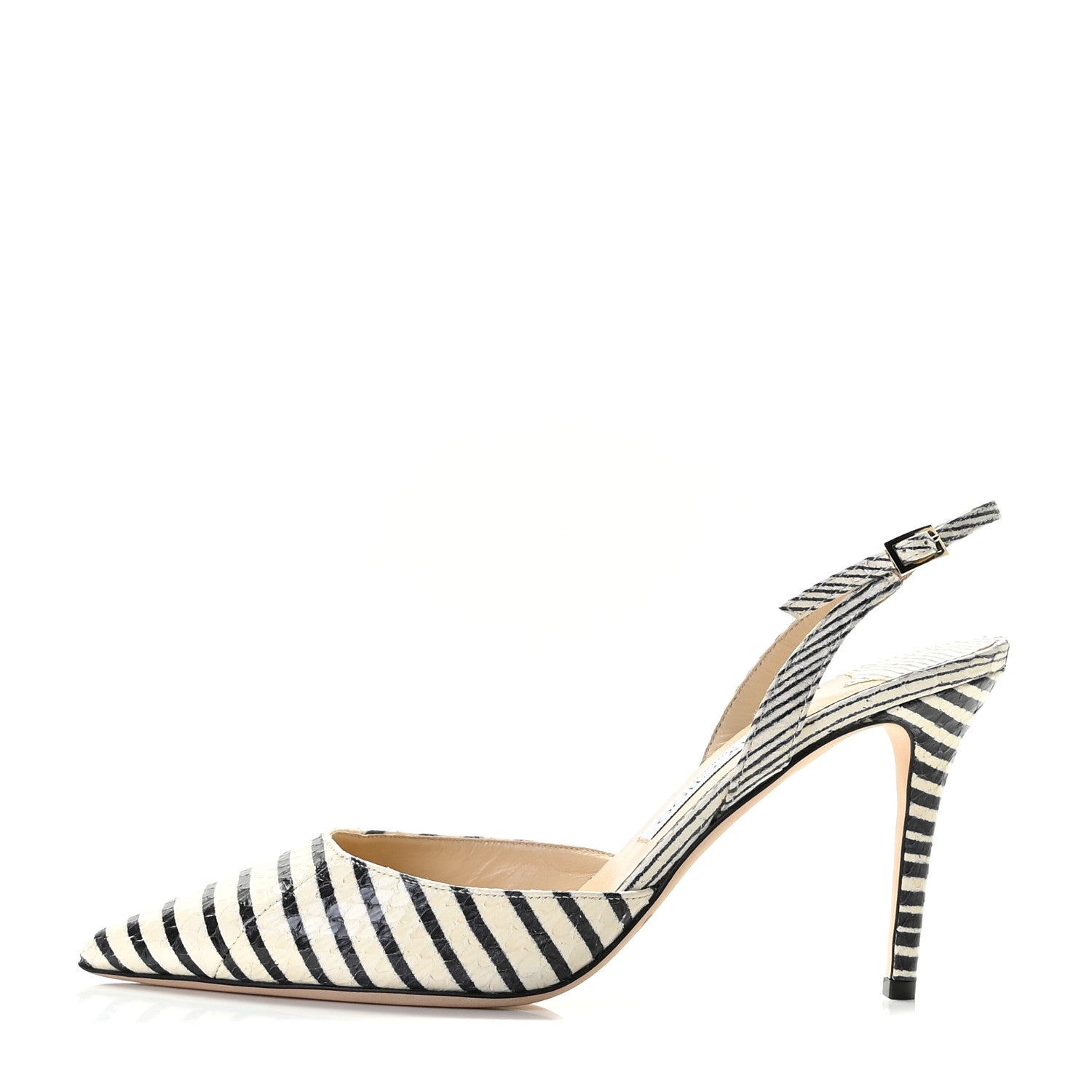 Jimmy Choo Elaphe Striped Tilly 100 Pumps 39 Black Off White 1 of 11