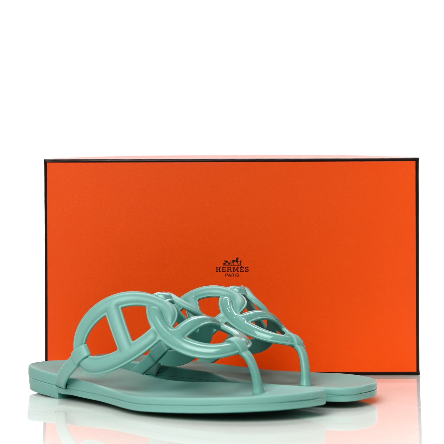 Hermes Rubber Womens Egerie Sandals 36 Vert Embrun 11 of 11
