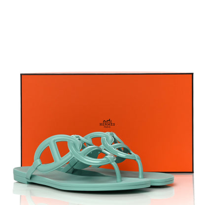 Hermes Rubber Womens Egerie Sandals 36 Vert Embrun 11 of 11