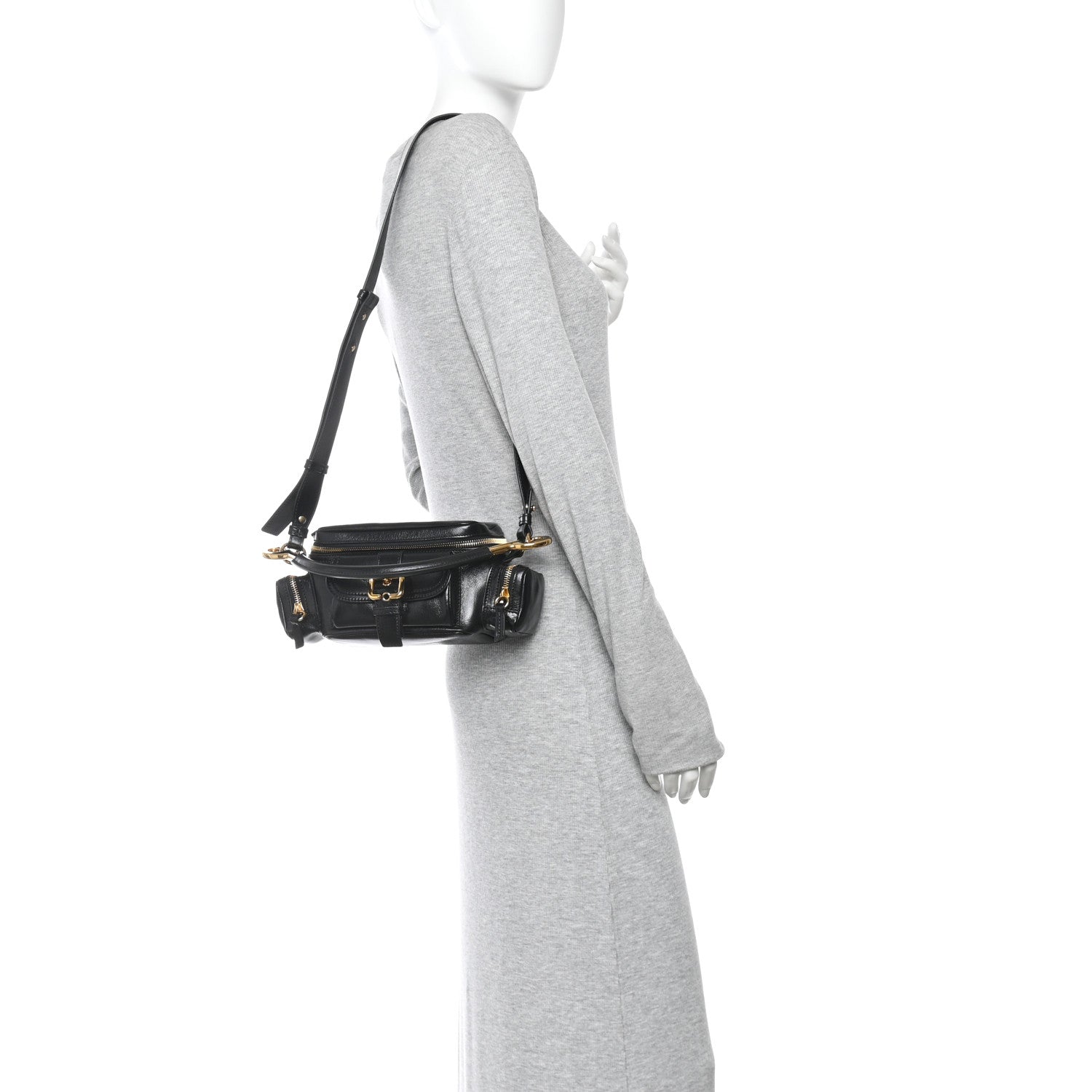 Chloe Shiny Buffalo Small Double Carry Camera Bag Black 2 of 10