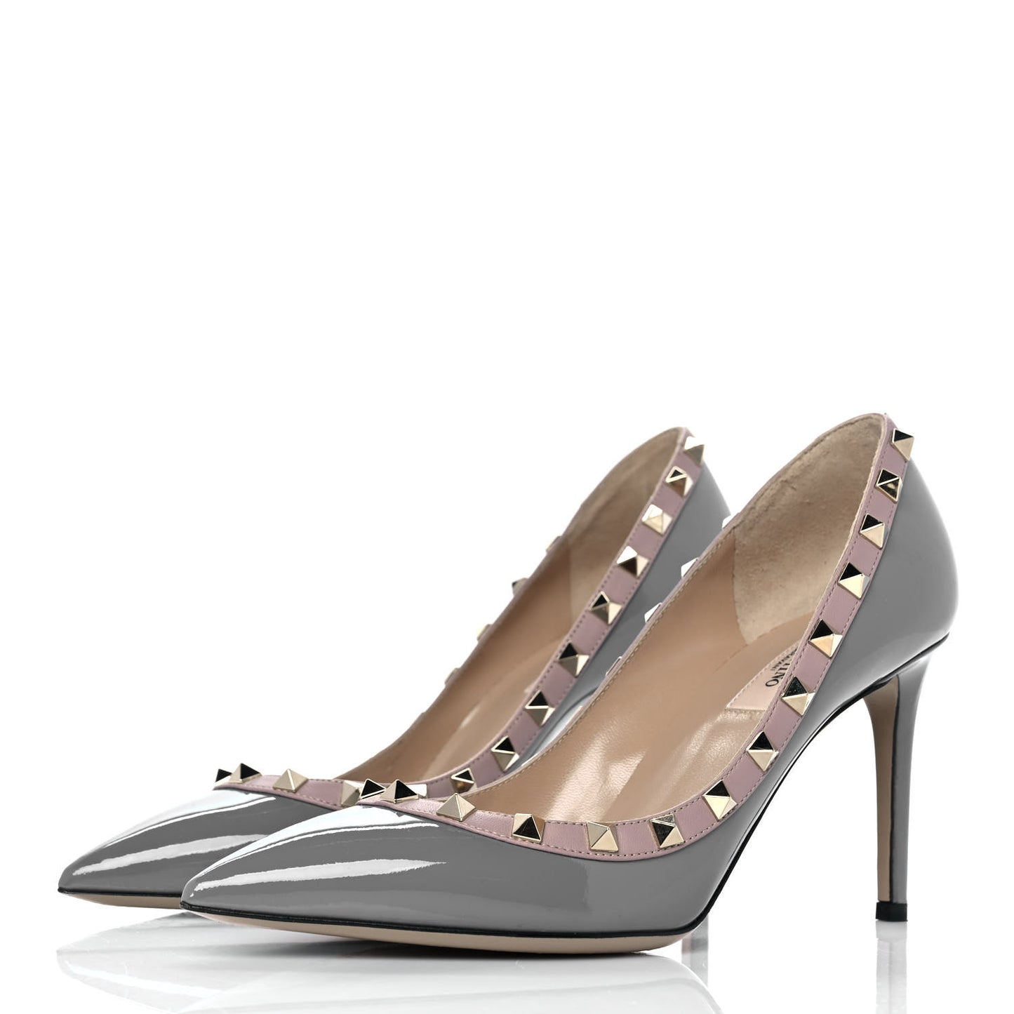 Patent Rockstud 85mm Pumps 38 Light Stone Poudre