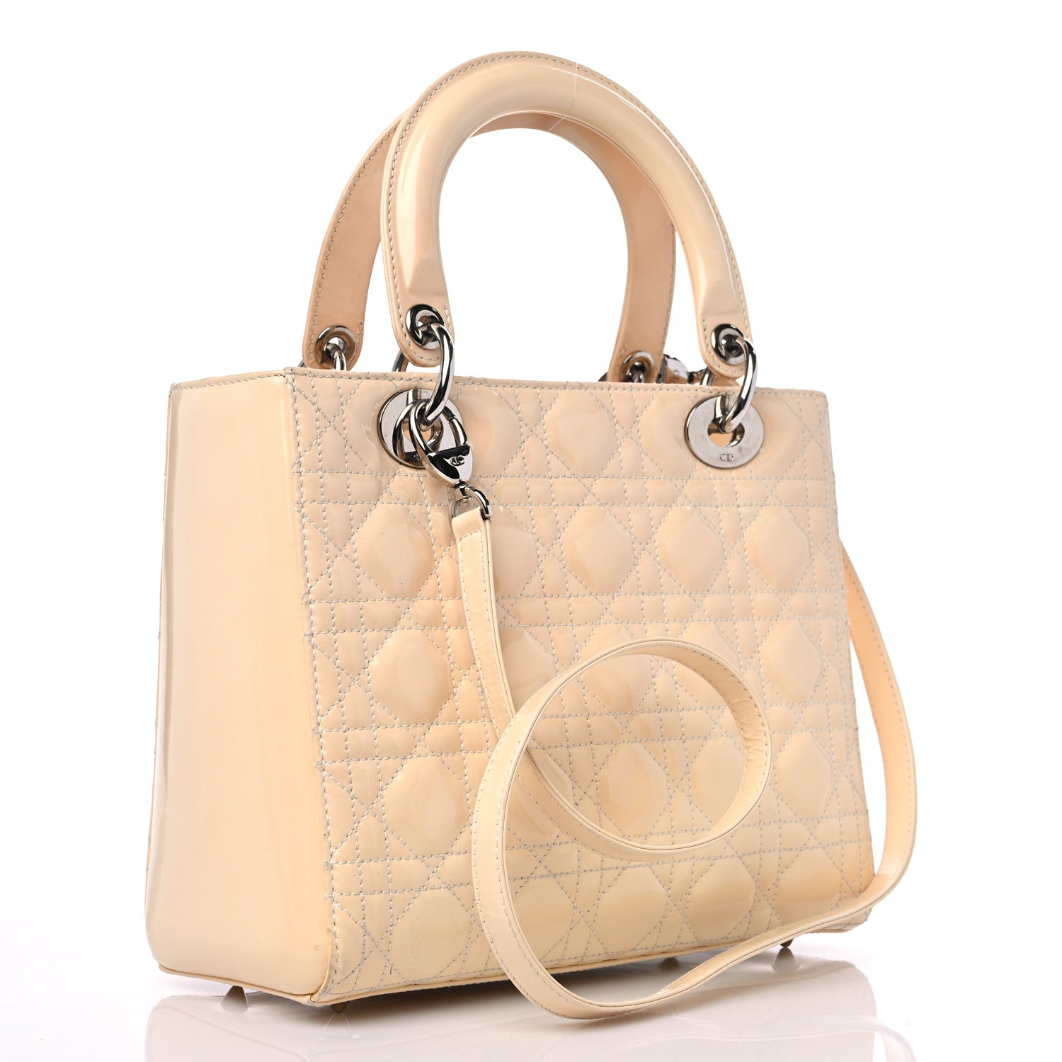 Christian Dior Patent Cannage Medium Lady Dior Beige 4 of 16